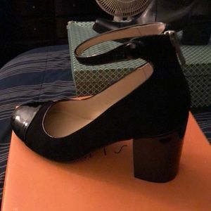 Suede and patent leather dress shoes